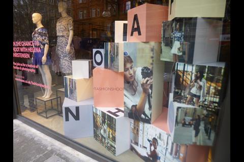 Window display in Warehouse Oxford Street on opening day